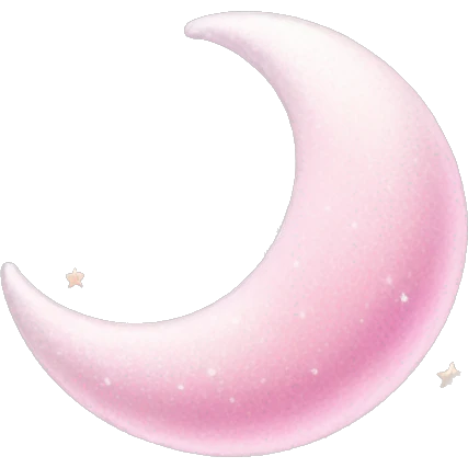 Pink crescent moon with sparkly white clouds emoji