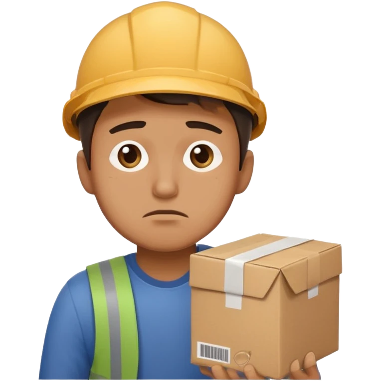 Hombre triste entregando paquetes destruidos (mensajero) emoji