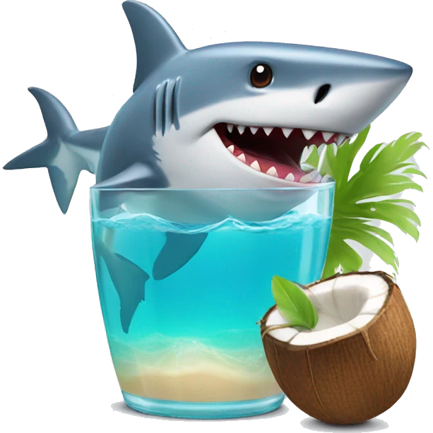 Shark with a coconut drink emoji