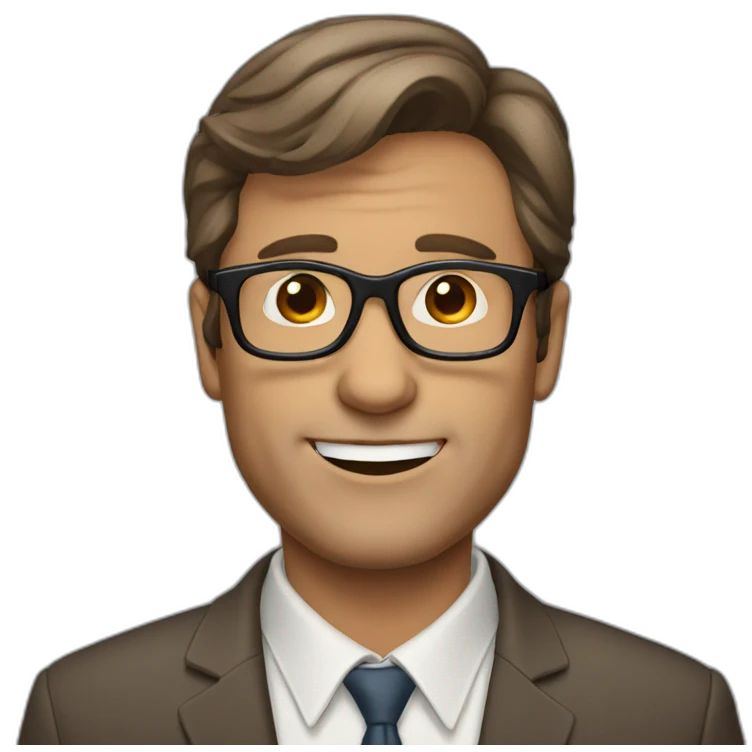 50 year brown hair and glasses man emoji