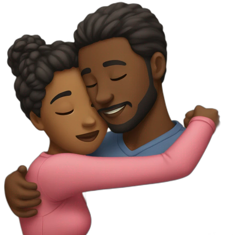 black couple hugging emoji