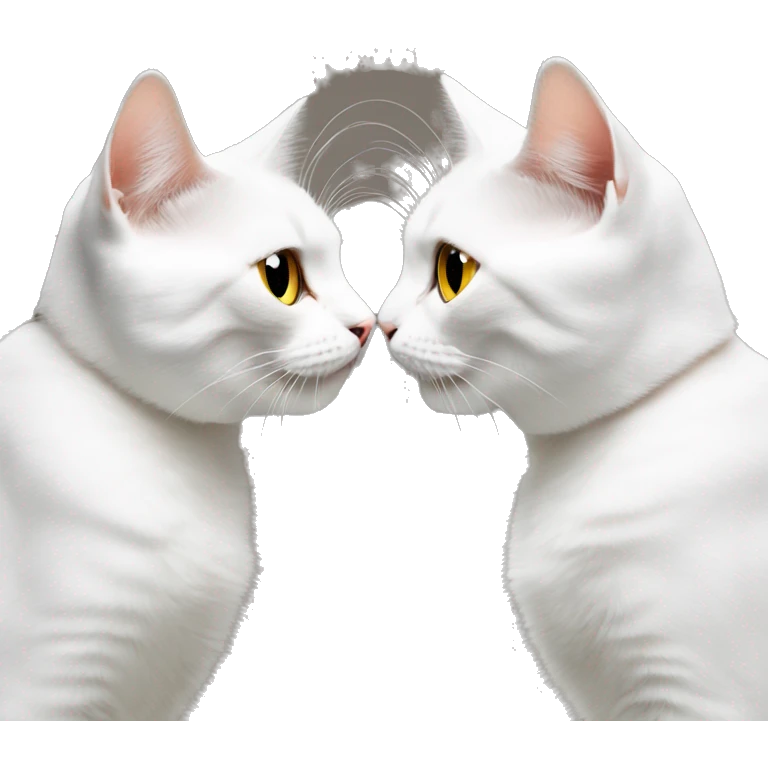 Two white British cats are kissing  emoji