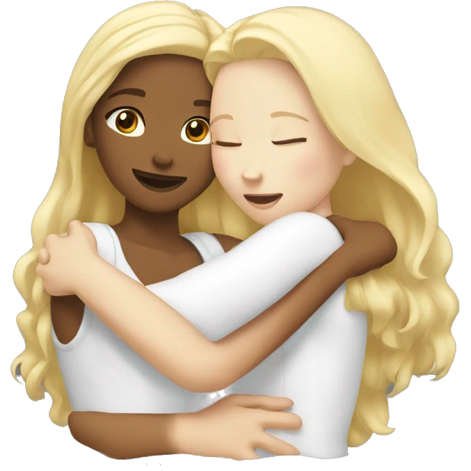  girl white and blond friends hugging each other   emoji