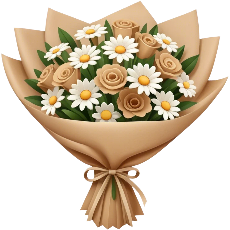 Beige and white bouquet in brown paper emoji