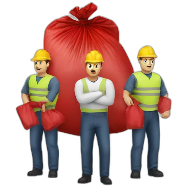3 Man with red garbage bag in the bag danger logo emoji