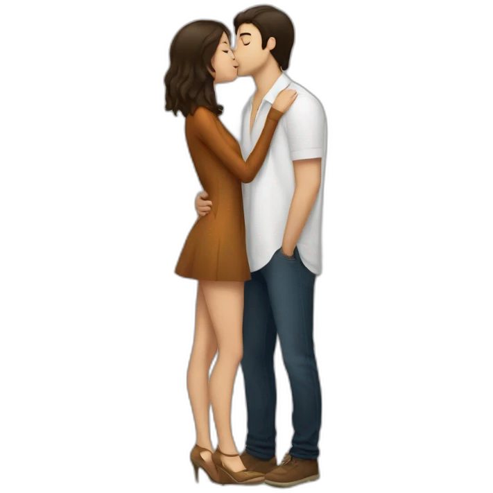 brune petite kiss a white tall guy emoji