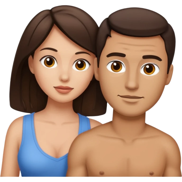 Brunette woman pegging man emoji