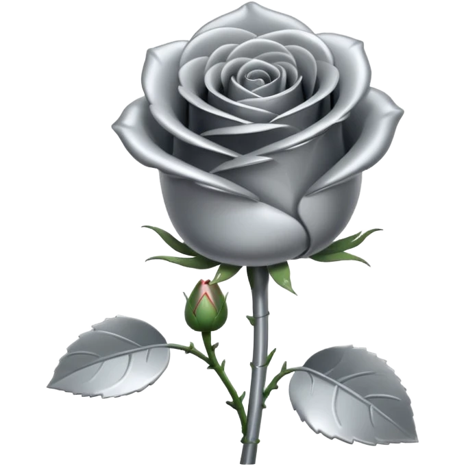 gray metal chrome rose, without green leaves, just flower emoji