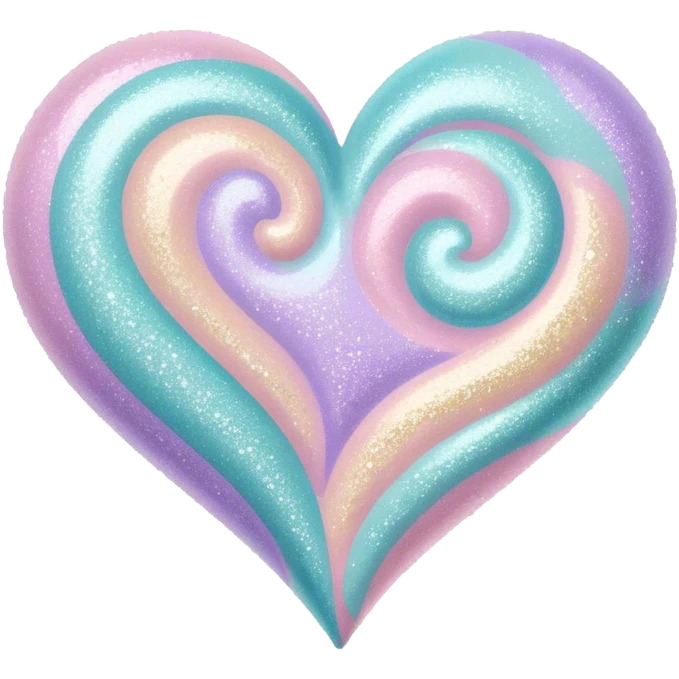 Pastel  heart with glitter swirls  emoji