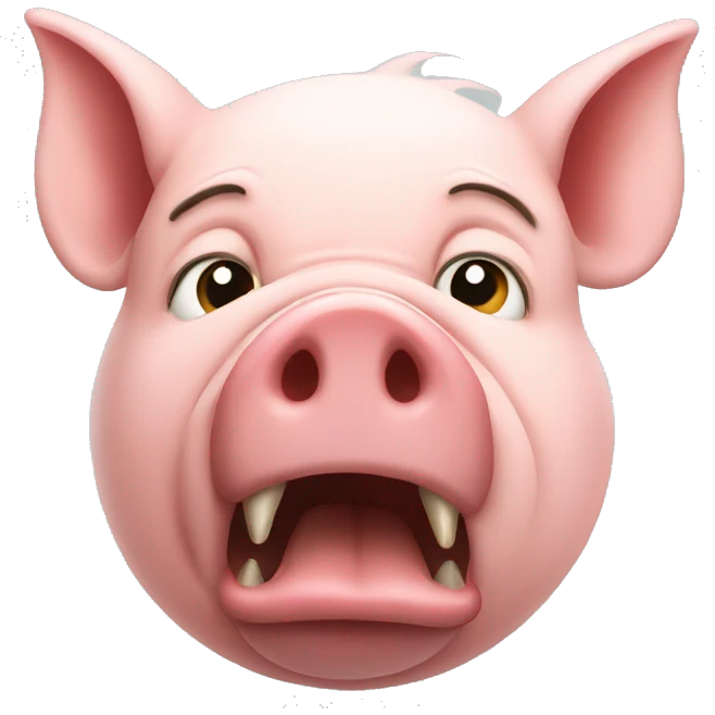 A pig aggressively inhaling  emoji
