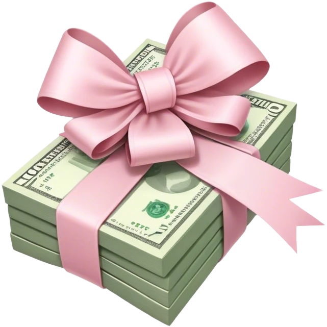 stack of flying money wrapped ina light pink bow emoji