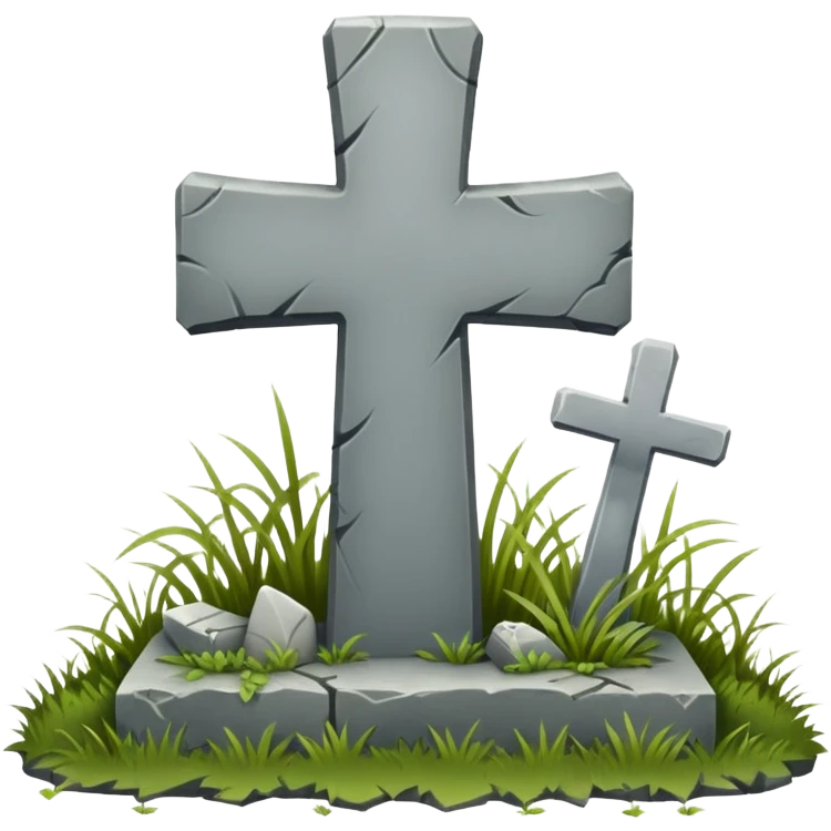 Cross tombstone with a cemetery background  emoji