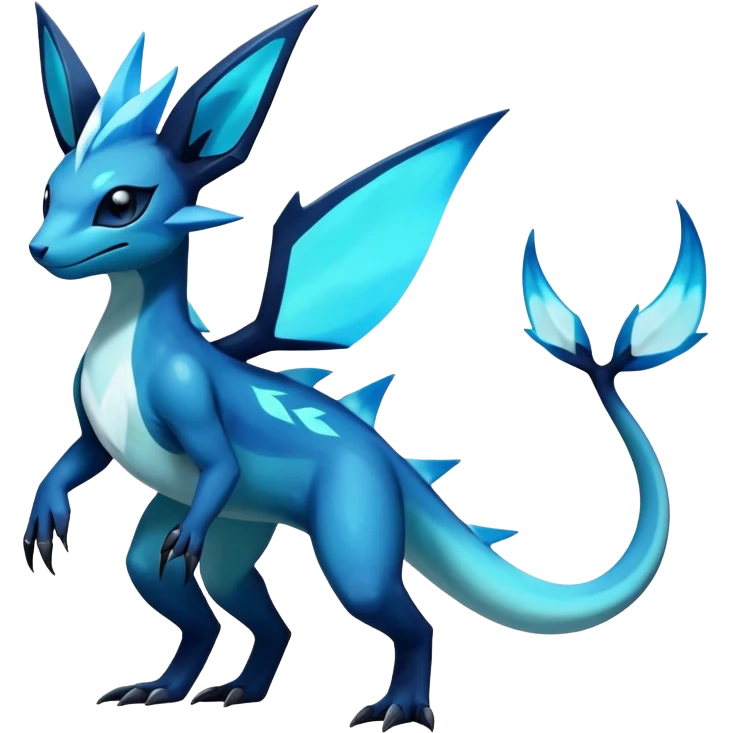 Colorful Dark Shiny Exotic Salandit-Aurorus-Glaceon-Fakémon-hybrid-creature (full body)  emoji