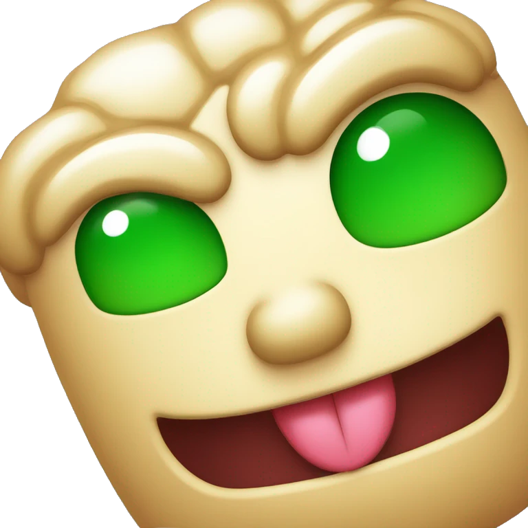 cerveau lent multicouleur avec yeux exorbité vert et sourire insolant emoji