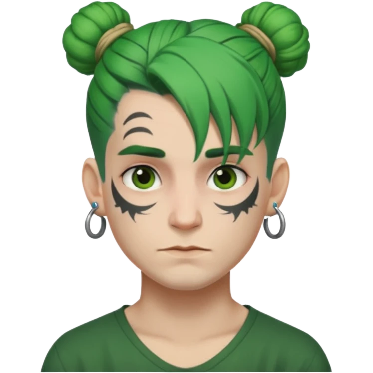 green hair bun and lots of face tattoo guy emoji