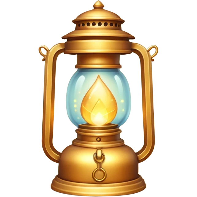 magic lantern object icon, glowing enchanted lantern, warm golden light inside, subtle magical particles floating, fantasy style, 3D cartoon, mobile game icon style, centered, clean background, no text, no watermark
 emoji