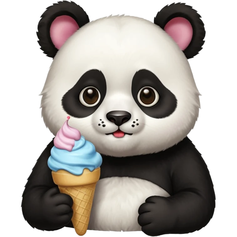 Panda eating ice cream and cat emoji