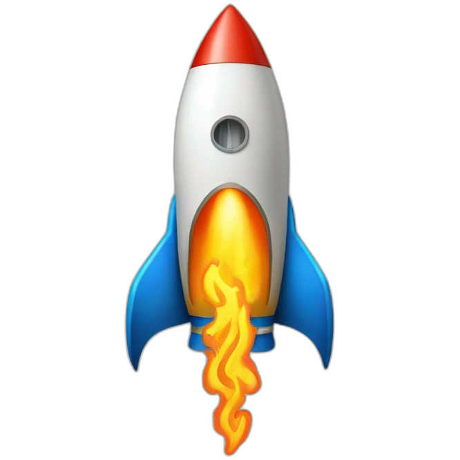 rocket with flame shaped as Ukrainian trident emoji