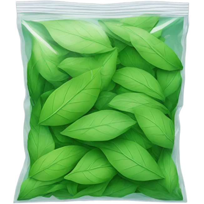 Crushed up green leaves in a ziplock bag emoji