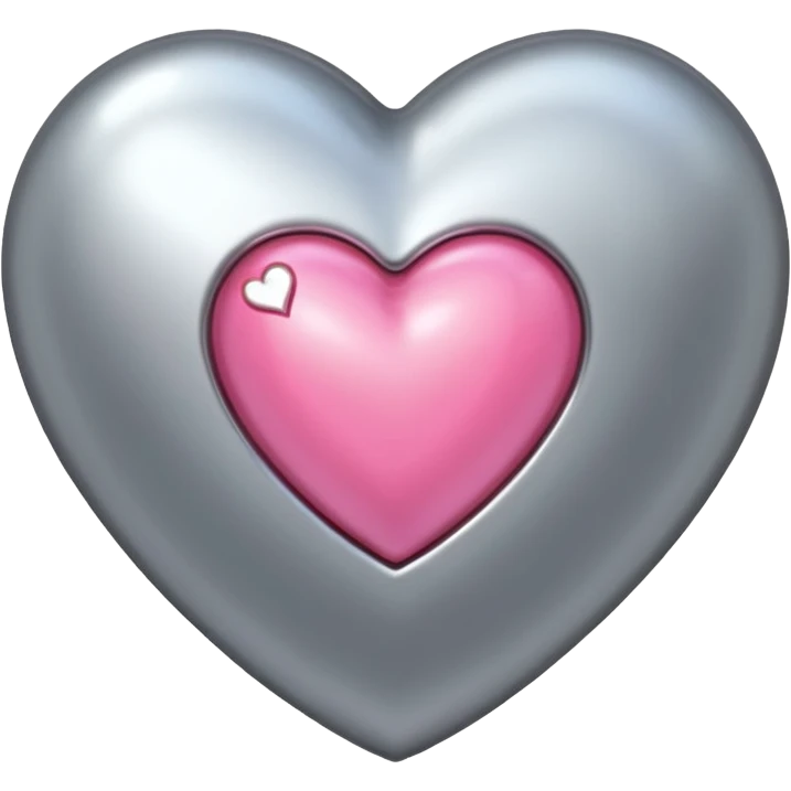 platinum heart with one mini pink heart inside of it  emoji