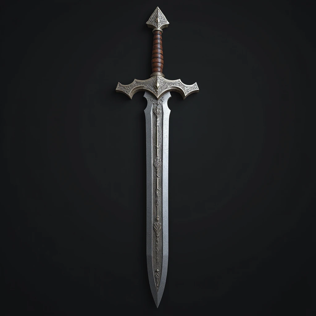 a viking blade, bastard sword, detailed, realistic metal texture, transparent background emoji