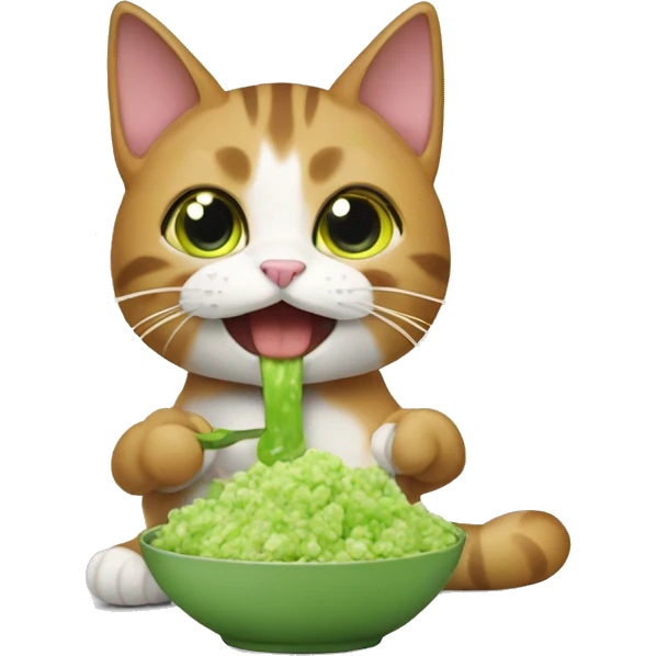 Cat eating wasabi emoji