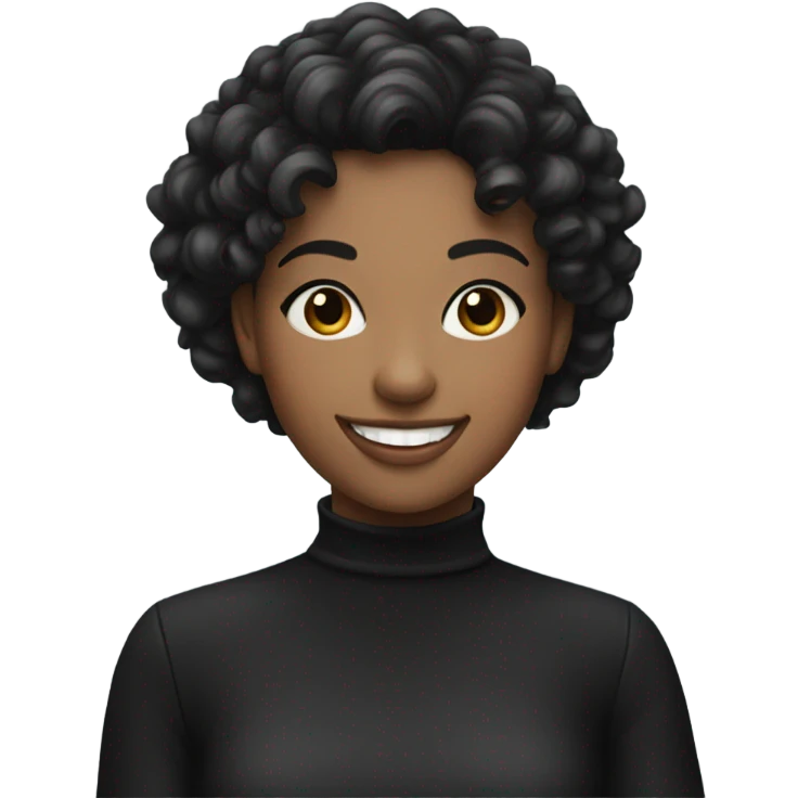 smiling girl in black gloves short curry haircut emoji