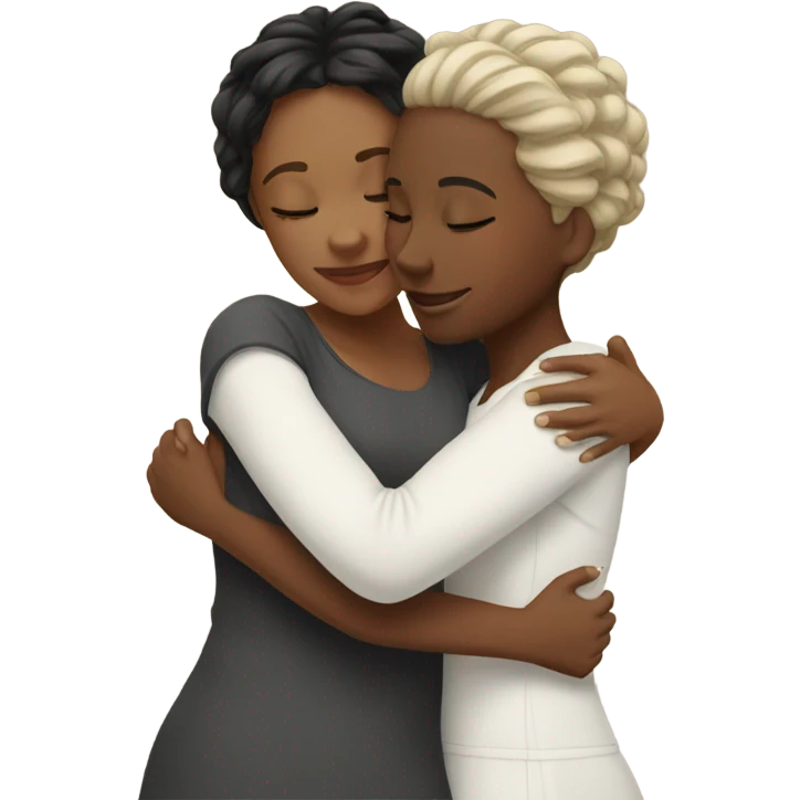 White sisters hugging  emoji