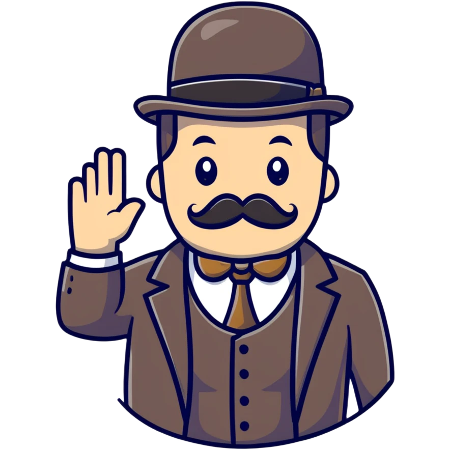 A British man with a bowler hat and mustache saying "Okay Buddy" emoji