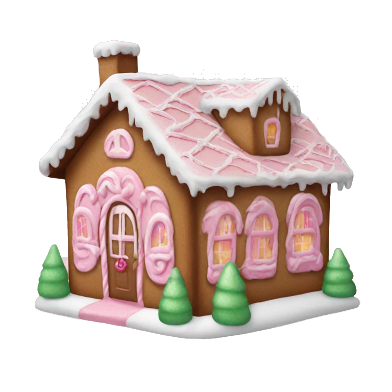 A pink gingerbread house emoji