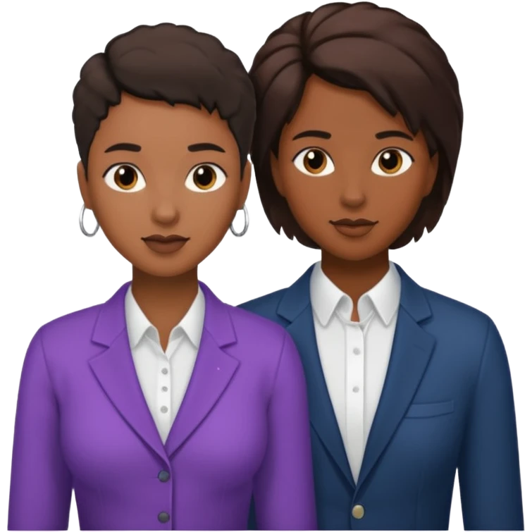 Black lesbian couple with one masculine with short hair and one feminine with long hair  emoji
