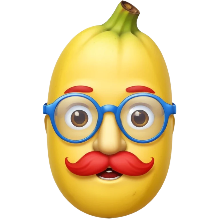 banana head wearing blue glasses and with red murtache emoji