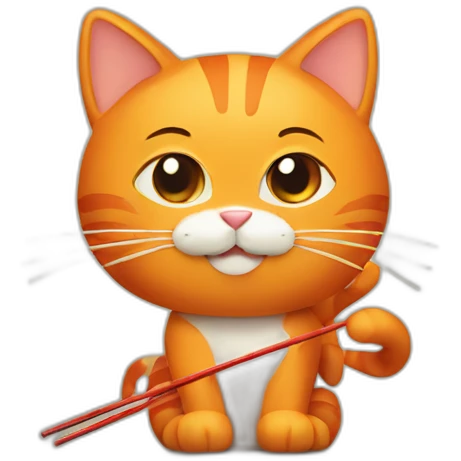 orange cat with chopsticks emoji