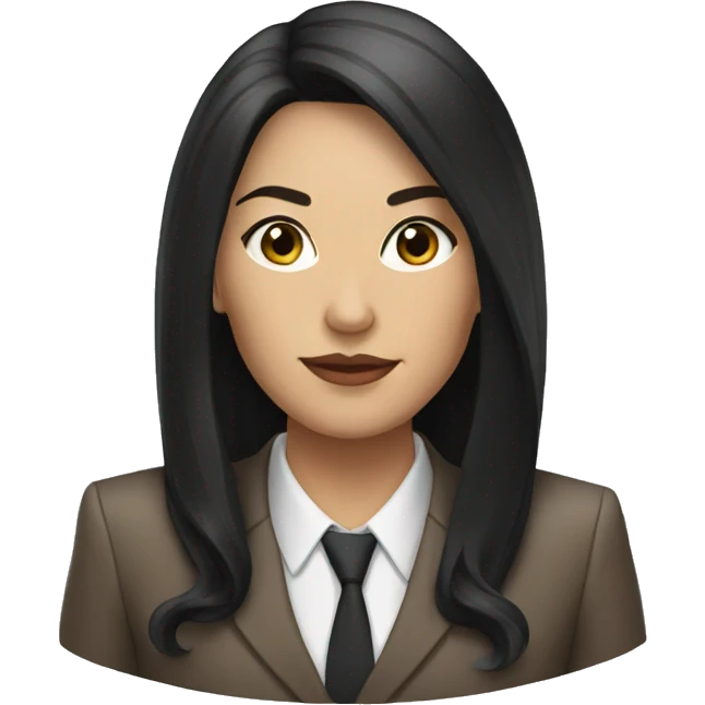 Female defense attorney with long black hair with brown suit emoji