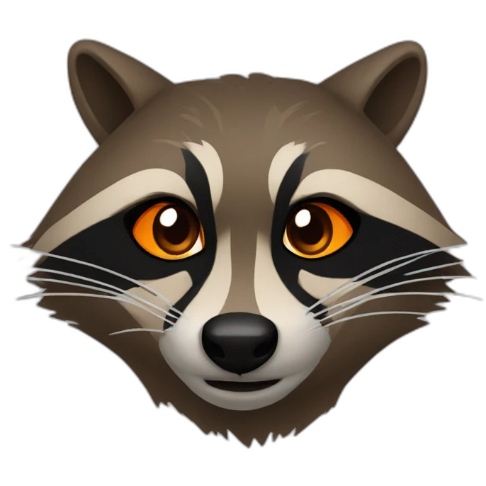 brown raccoon with orange eyes and a dark green hood that is crying emoji