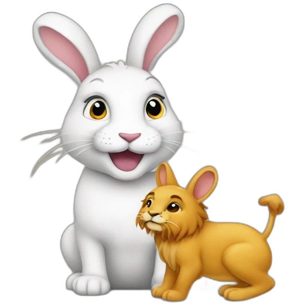 Lapin sur un lion emoji