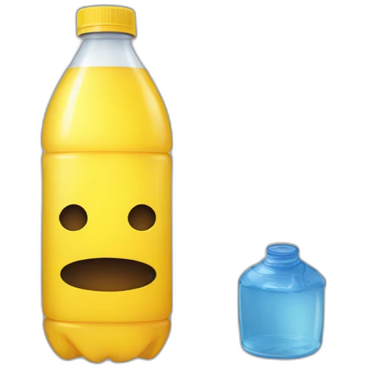 dark yellow water in a water bottle laying on it's side emoji