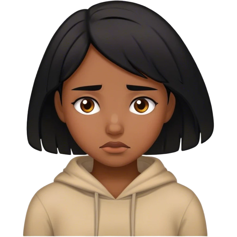 a black hair girl is tired of living alone emoji