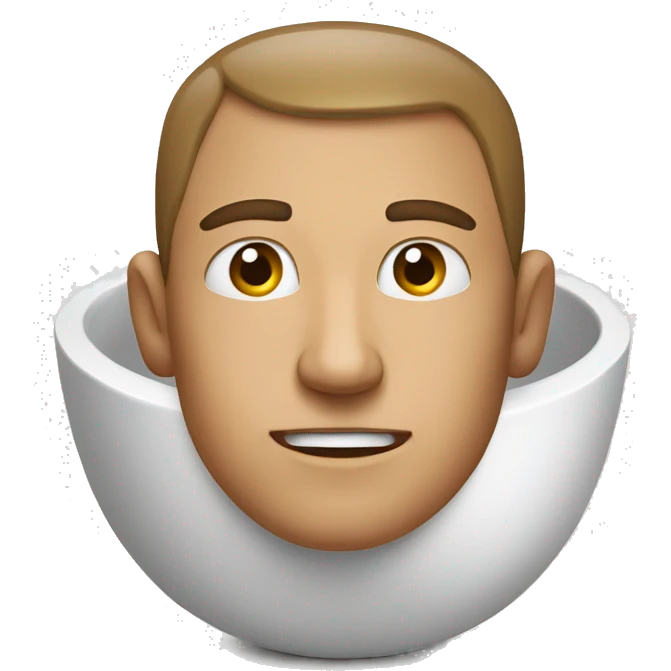 A MAN'S HEAD COMING OUT OF A WHITE BOWL emoji