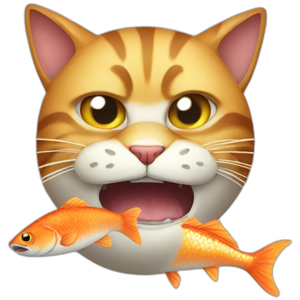 angry cat eating fish emoji