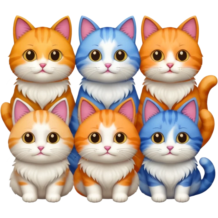 6 cats with different coloured coats emoji