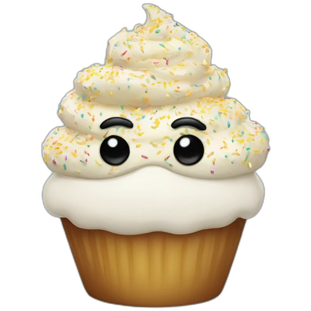 Vanilla sprinkles Cupcake with moustaches  emoji