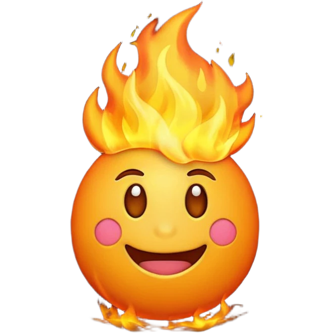 Make a 3d emoji of t with fire emoji