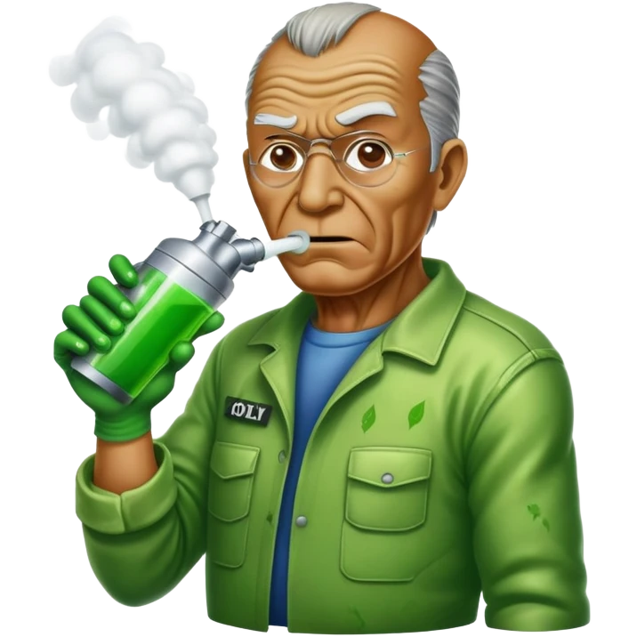 old Bob spraying toxic weed killer  from the toxic avenger emoji