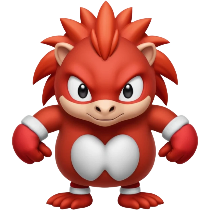 knuckles a red animal with peach arms and white mittens that have no fingers , he’s a echidna with red eyes emoji