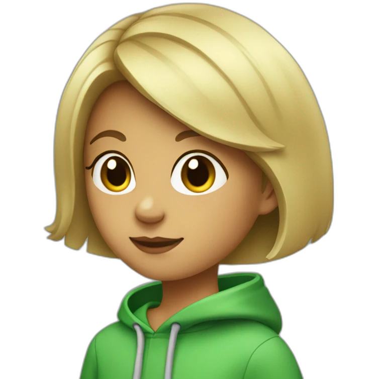 Girl-with-boy-haircut-and-green-hoodie emoji