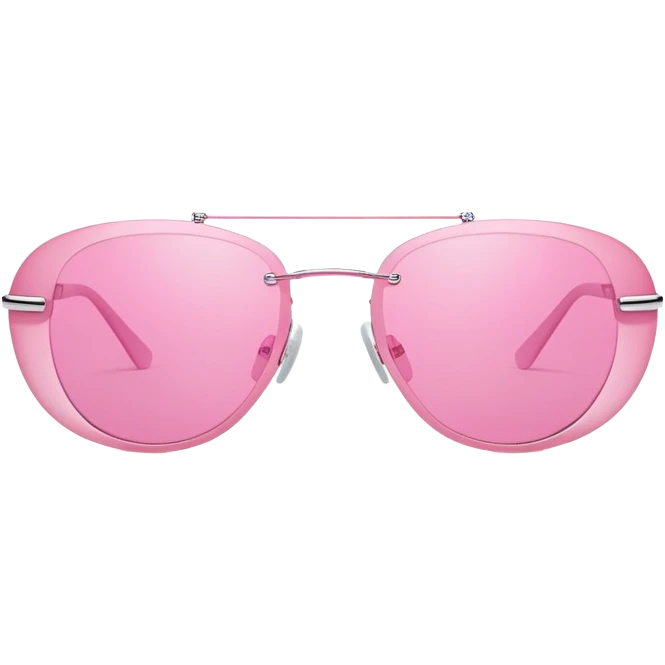 Y2K style rimless pink sunglasses, futuristic design, no frame, early 2000s fashion emoji