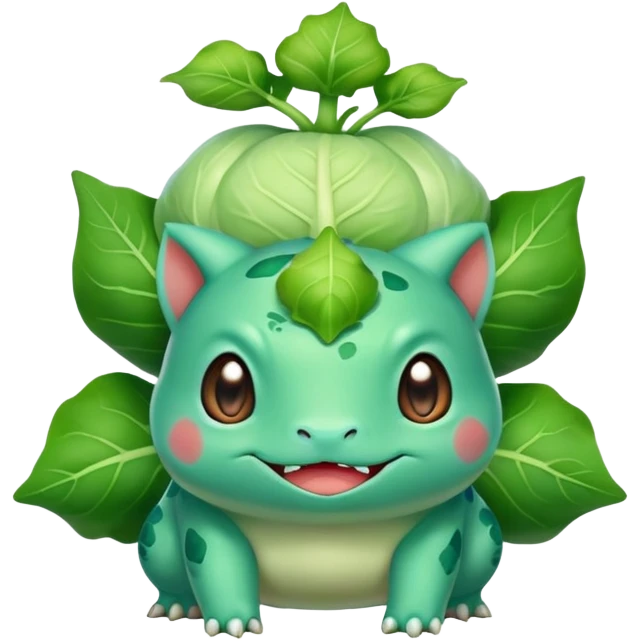 Bulbasaur with a green closed cabbage-like-sprout-bulb on back  emoji