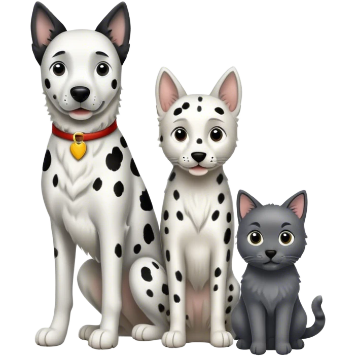 Dalmatian, gray cat and Belgium shepherd  emoji