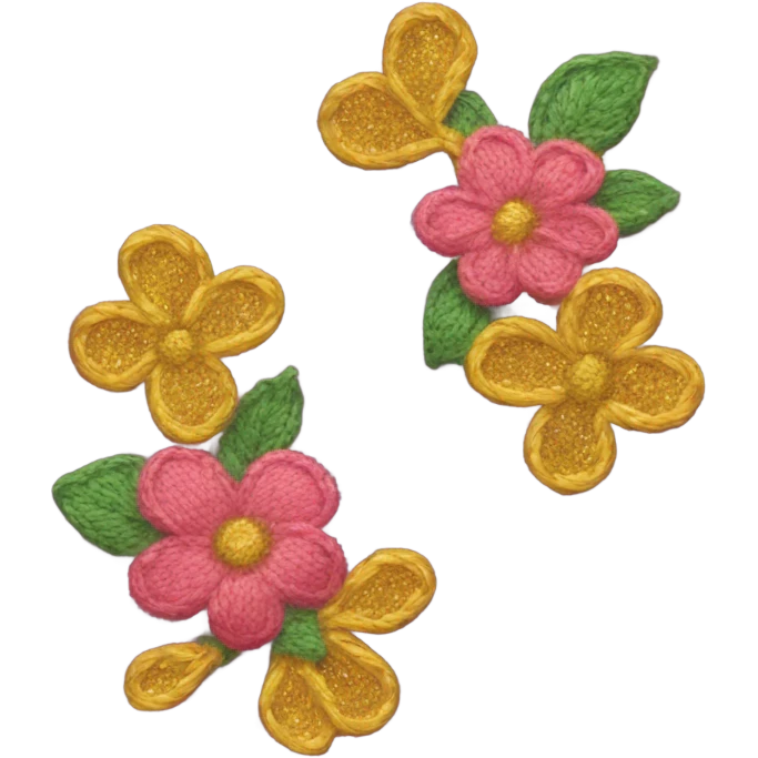 Knit scarf with floral glittery design emoji